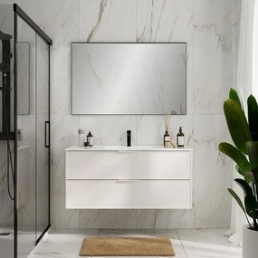 Mobile bagno da fissare con lavabo L 120 x H 55 x P 45 cm bianco opaco in mdf 2 cassetti per vasca centrale QUADRA