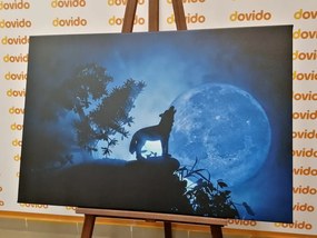 Quadro su tela – Lupo alla luna piena