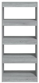 Libreria/divisorio grigio sonoma 60x30x135 cm legno multistrato