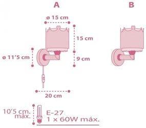 Dalber 61109 - Applique per bambini LITTLE QUEEN 1xE27/60W/230V