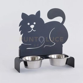 Porta ciotole per gatti nero