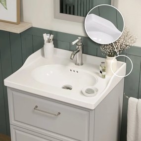 Lavabo a incasso rettangolare vasca centrale Charm L 61.8 x H 20 x P 49.7 cm in ceramica bianco satinato