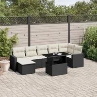 Set Divani da Giardino con Cuscini 8 pz Nero in Polyrattan 3267426