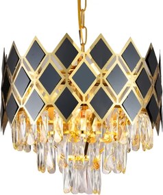 Brilagi - Lampadario a catena CRISTAL 5xE14/40W/230V Ø 38 cm oro/nero