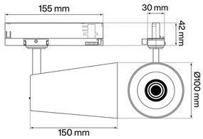 Faro LED 40W Trifase CRI92 CCT Bianco Variabile 38° Bridgelux LED Colore Bianco Variabile CCT