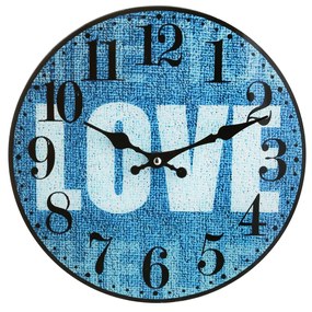 Orologio da parete 30 cm blu scritta Love