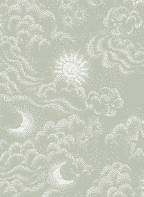 Littlephant Carta da parati Happy Cloud - Sage Green