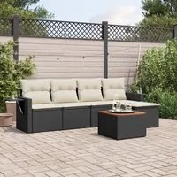 Set Divano da Giardino 6 pz con Cuscini Nero in Polyrattan 3224537