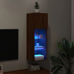 Mobile TV con Luci LED Rovere Marrone 30,5x30x90 cm