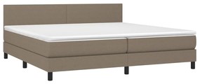 Letto a molle materasso e led tortora 200x200cm in tessuto