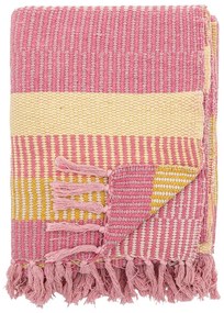 Coperta gialla e rosa in cotone riciclato 130x160 cm Isnel – Bloomingville