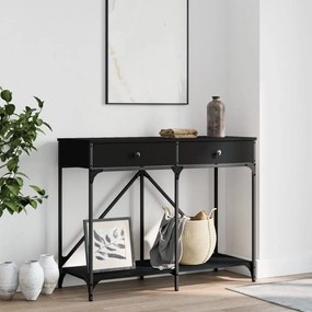 Tavolino Consolle Nero 100x39x78,5 Cm İn Legno Multistrato /