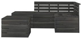 Set divani da giardino su pallet 5 pz legno pino grigio scuro