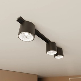 Plafoniera Moderna 3 Luci Faretti Ptah In Acciaio Nero