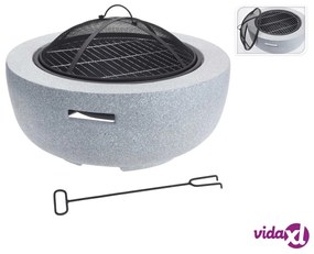 ProGarden Braciere con Griglia Barbecue Rotondo Grigio Chiaro 60x25 cm