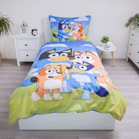 Set copripiumino e federa da bambini in cotone per letto singolo 140x200 cm Bluey – Jerry Fabrics