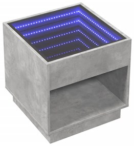 Comodino con led infinity grigio cemento 50x50x50 cm