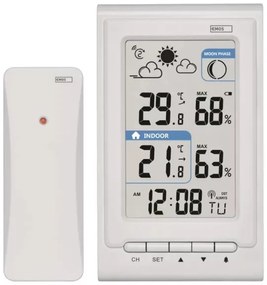 Stazione meteo wireless con sveglia 2xAAA bianco