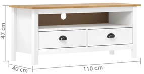 Mobile porta tv hill bianco 110x40x47 cm in legno di pino