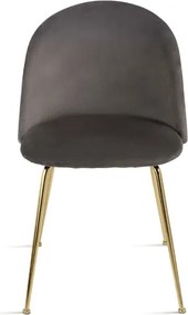 Sedia da pranzo in velluto Grigio Scuro e gambe metallo Oro - VENEZIA 2 sedie