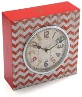 Orologio da Tavolo Versa Rosso Legno Vintage 10 x 23 x 23 cm