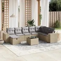 Set Divano da Giardino 9 pz con Cuscini Beige Misto Polyrattan 3264525