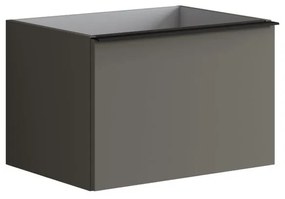 Mobile da bagno sotto lavabo Pixel plain grigio carbone e maniglia alluminio nero laccato opaco L 60 x H 40 x P 45.5 cm 2 cassetti, lavabo non incluso