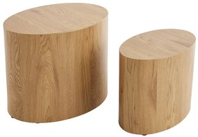 Tavolini bassi ovali in legno chiaro (set di 2) WOODY