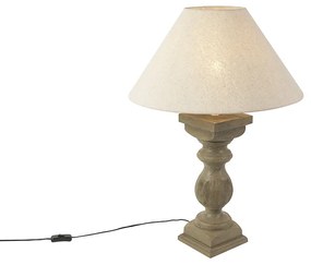 Lampada da tavolo rustica con paralume in lino beige 50 cm - Hyssop