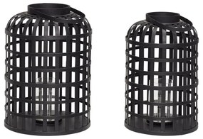 Set di 2 lanterne di bambù nero Bamboo Garo Grid - Hübsch