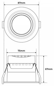 Faro LED da Incasso 12W, Orientabile CRI92 Foro 75mm, Bianco CCT, UGR11 Colore Bianco Variabile CCT