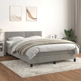 Giroletto A Molle Con Materasso Grigio Chiaro 140x200cm Velluto /