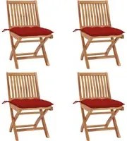 Sedie da Giardino Pieghevoli con Cuscini 4 pz Massello di Teak cod mxl 67236