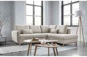 Divano letto angolare beige L, angolo destro Scandic Lagom - Miuform