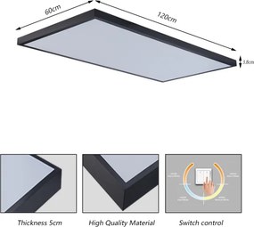 Brilagi - Plafoniera da bagno FRAME LED/96W/230V 120x60 cm IP44 nera
