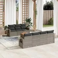 Set Divano da Giardino 8 pz con Cuscini Grigio in Polyrattan 3256802