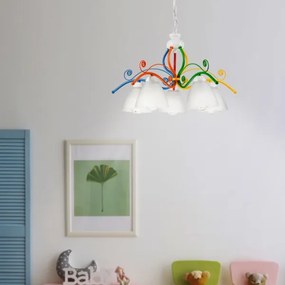 Lampadario a sospensione con catena RETRO 5xE27/60W/230V bianco/colorato