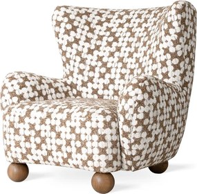 Poltrona Sora in tessuto con base in legno – 95x96x90 cm