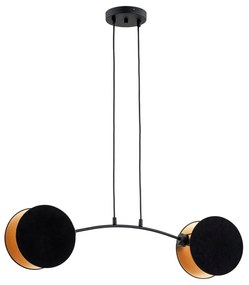 Lampadario a Sospensione MOTIF 2 In Acciaio e Tessuto 2xE27 Colore del corpo Nero e Oro