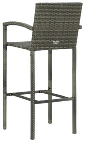 Sgabelli da bar 2 pz grigi in polyrattan