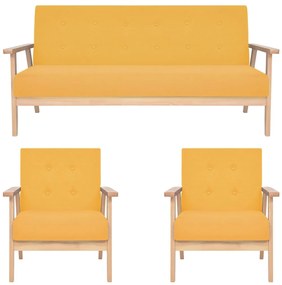 Set Di Divani 3 Pz İn Tessuto Giallo /