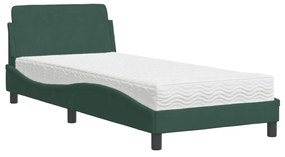 Letto con materasso verde scuro 90x190 cm in velluto