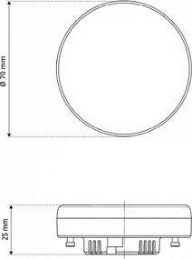 Lampada LED GX53 5W Angolo stretto 38° con chip LED OSRAM Colore Bianco Caldo 3.000K