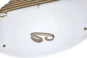 Orologio Parete Tondo 65 cm Vetro Bianco Doghe Rovere e Numeri Oro