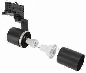 Faro GU10 binario trifase - Nero Base GU10