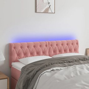 Testiera A Led Rosa 144x7x78/88 Cm İn Velluto /