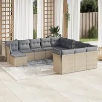 Set Divani da Giardino 12 pz con Cuscini Beige in Polyrattan 3250468