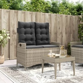 Panca Reclinabile Giardino con Cuscini Grigio Chiaro Polyrattan