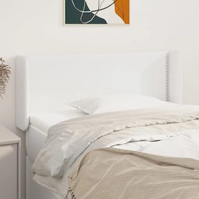 Testiera Ad Orecchio Bianca 93x16x78/88 Cm İn Similpelle /