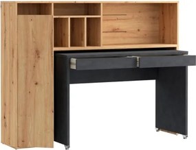 Scrivania Salvaspazio Estraibile Con Anta Laterale 154 Cm Drox Rovere E Grigio Scuro